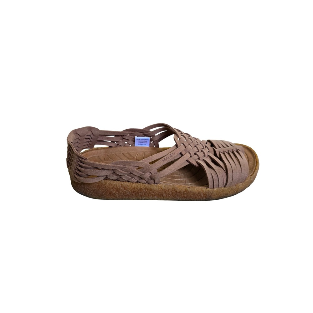 Malibu Canyon Huarache Woven Surfer Sandals Walnut Brown Vegan Leather Size 9